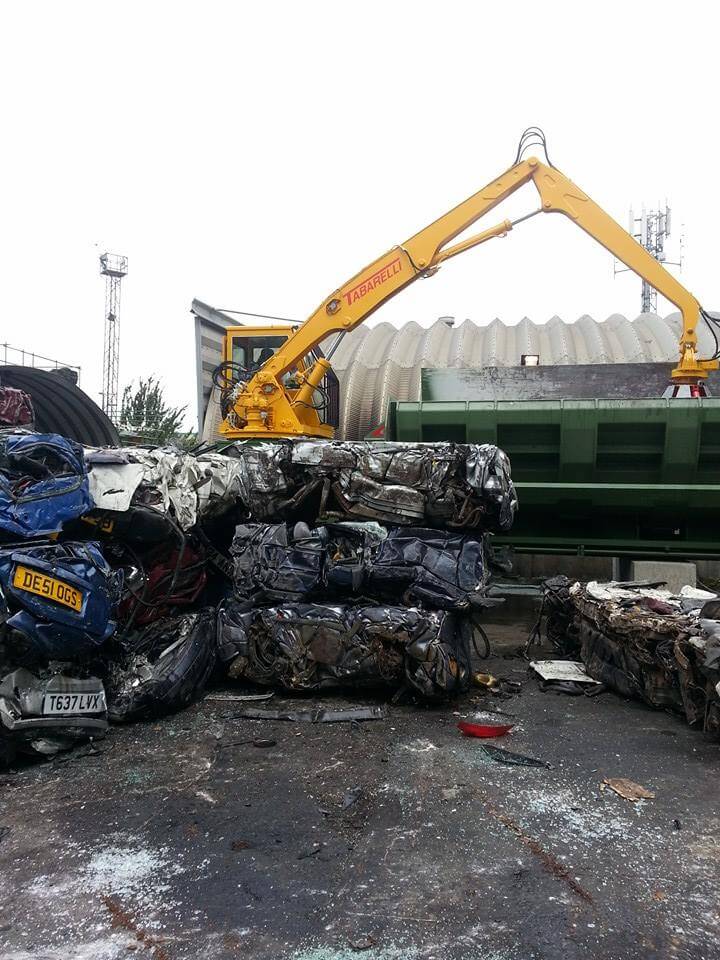 New Car Bayler set up and being used for the first time in our scrap yard